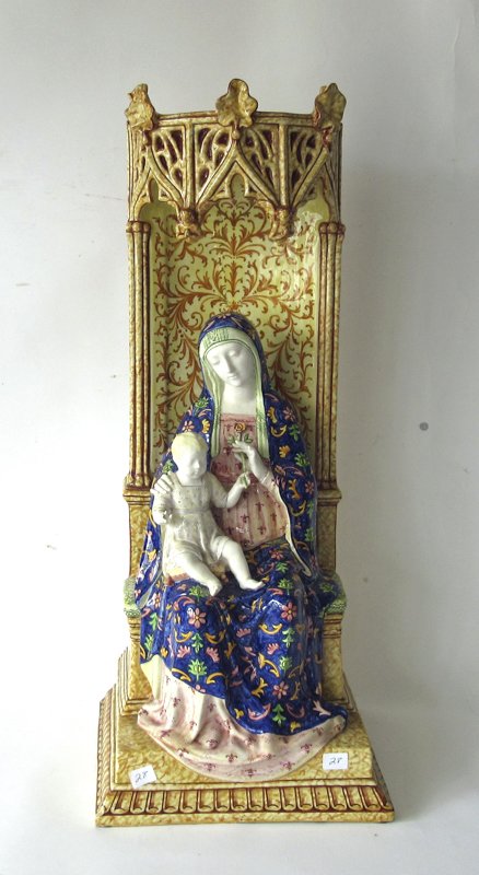 Italian glazed ceramic mother and child, marked, (1 of 2)