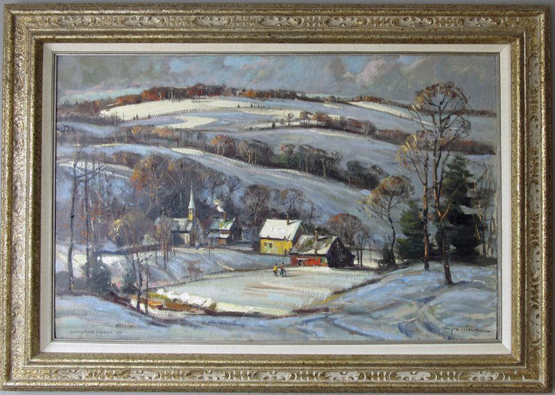Wayne Morrell oil on board winter landscape, 24 by 35 (1 of 2)