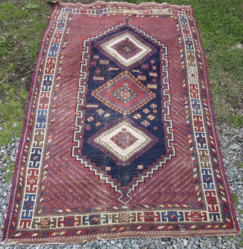 Antique Afshar Oriental area rug, 76 by 49 inches. (1 of 1)