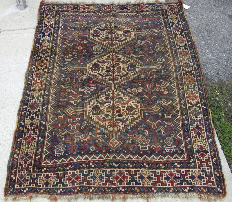 Antique Shiraz oriental area rug, 66 by 48 inches. (1 of 1)