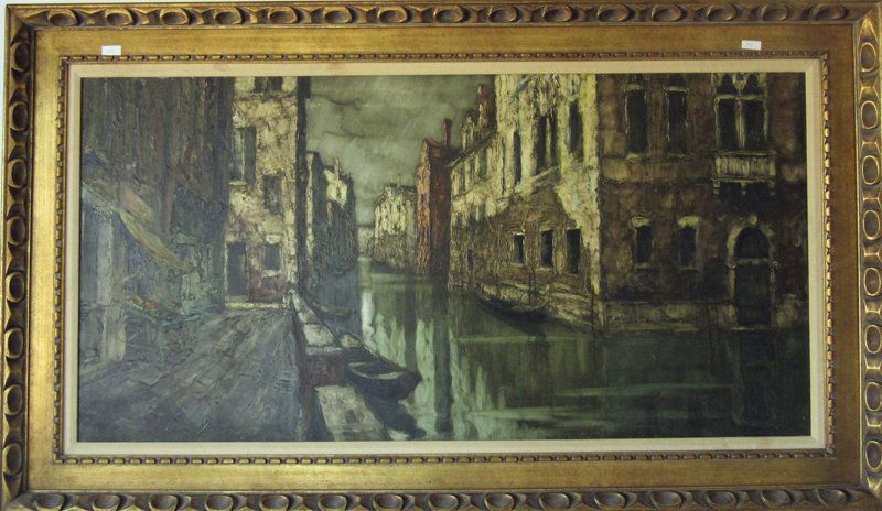 Montana?? Oil Venice scene, 24 by 48 inches, framed. (1 of 1)