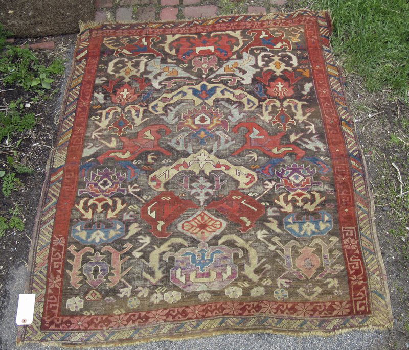 Antique Kuba oriental area rug, 55 by 46 inches. (1 of 1)