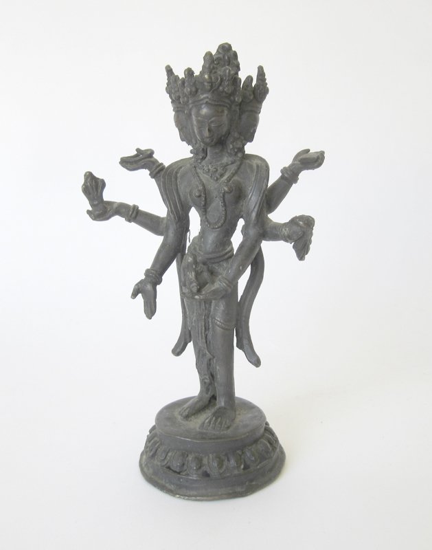 Antique bronze Nepal three-headed deity, 6.5 inches (1 of 1)