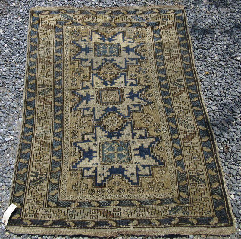 Antique tribal Oriental carpet, 60 by 41 inches. (1 of 1)