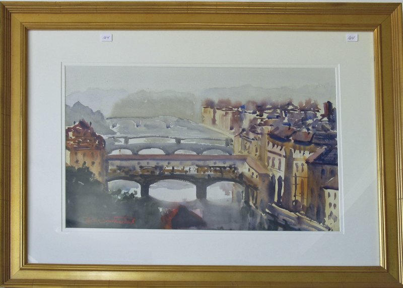 Tom Sutherland watercolor, "Florence View," 14 by 22.5 (1 of 1)
