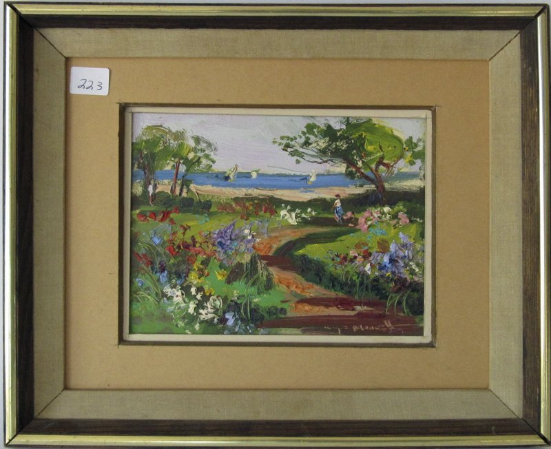 Wayne Morrell oil on board shore scene, 6 by 8 inches, (1 of 1)