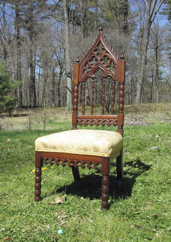 Antique Gothic style Victorian slipper chair. (1 of 1)