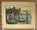 Pastel harbor scene, 14 by 18 inches, framed.