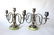 Pair of 3 branch silver plate candlesticks with onyx