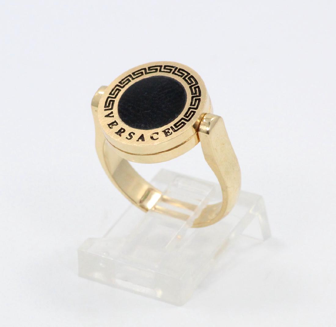 Versace Medusa Onyx & Enamel Reversible Ring (1 of 4)