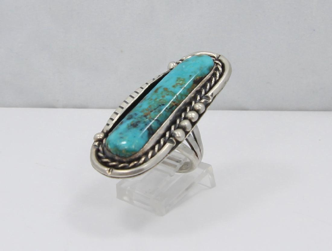 Navajo Blue Gem Turquoise & Sterling Silver Ring (1 of 3)