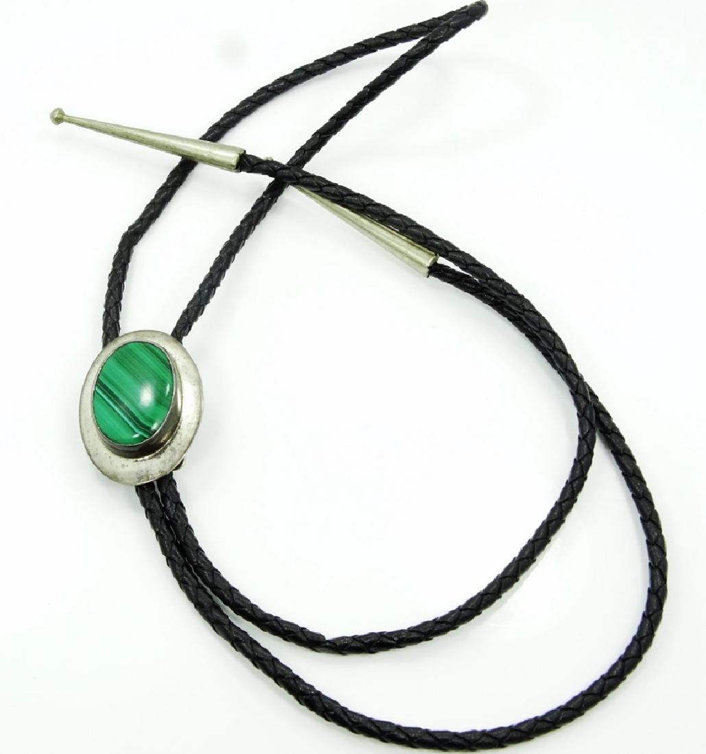 Ben J. Chavez Bolo Tie W/Silver & Malachite (1 of 5)