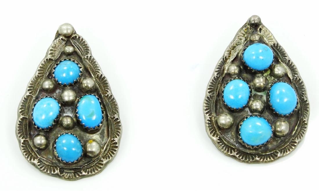 Native Amer. Silver & Turquoise Earrings (1 of 3)