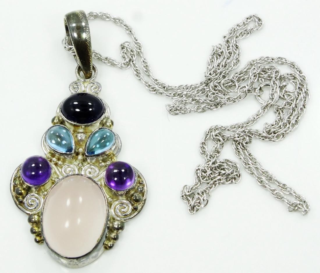 Sajen Sterling Silver & Gemstone Pendant W/Chain (1 of 3)