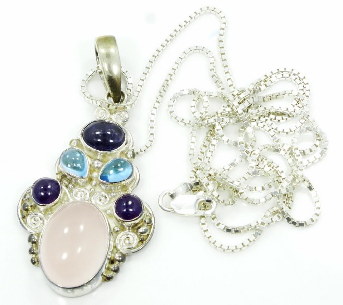 Sajen Sterling Silver & Gemstone Pendant W/Chain (1 of 3)