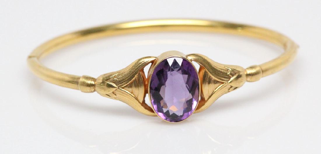 Edwardian 14K & 13ct Gemstone Bangle Bracelet (1 of 5)
