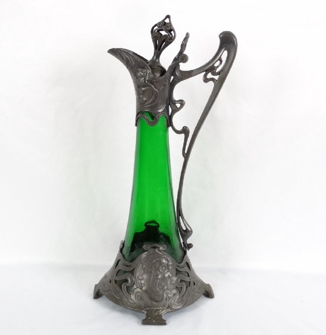 WMF Pewter & Green Bohemian Glass Claret Jug (1 of 6)