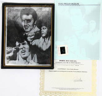 Elvis Museum Negative Photo/Printing Plate W/COA: Elvis Presley Museum Original Negative Photo & Steel Printing Plate for the Elvis Presley Museum Stationery W/COA & Sample Stationery - This lot is the original negative photo and printing plate used