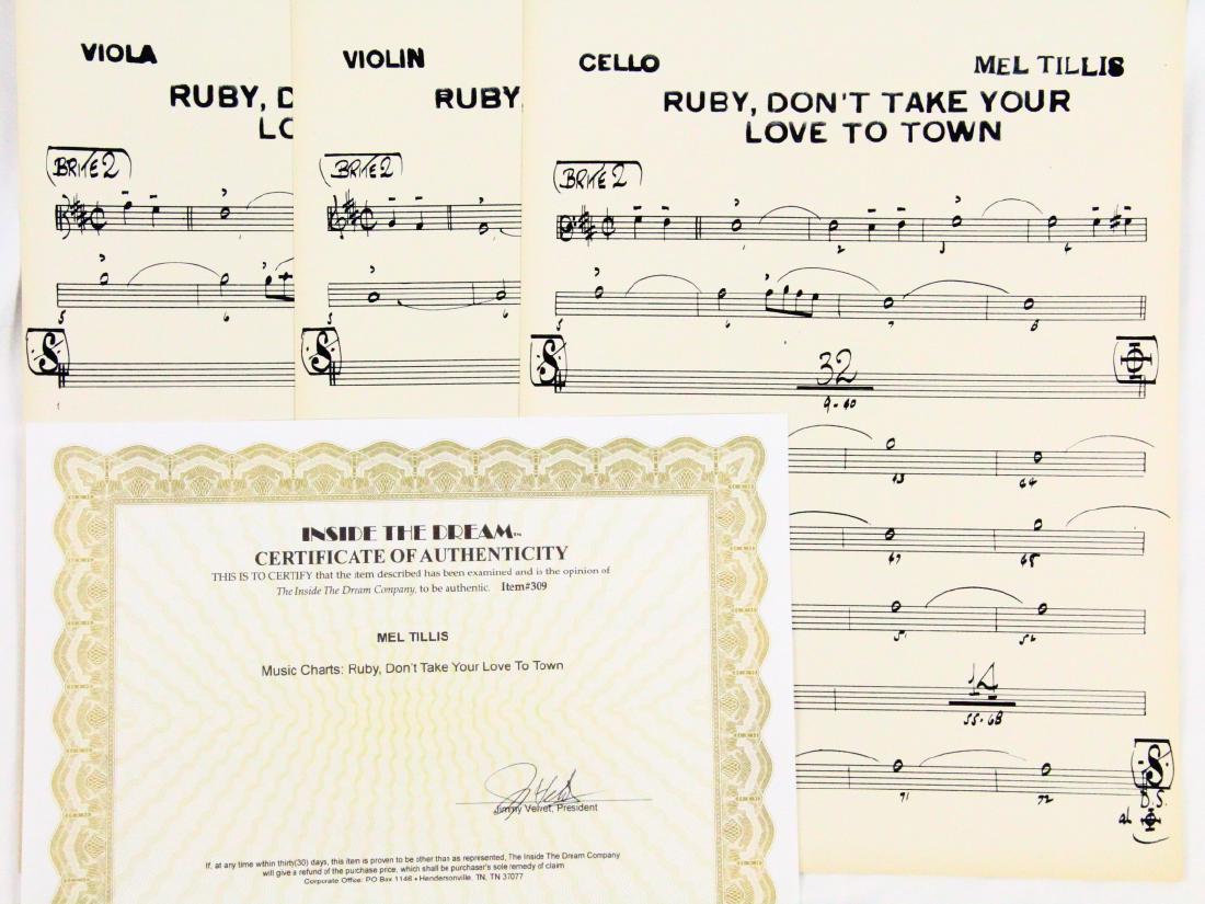 Mel Tillis Cello, Viola, & Violin Music W/COA (1 of 2)