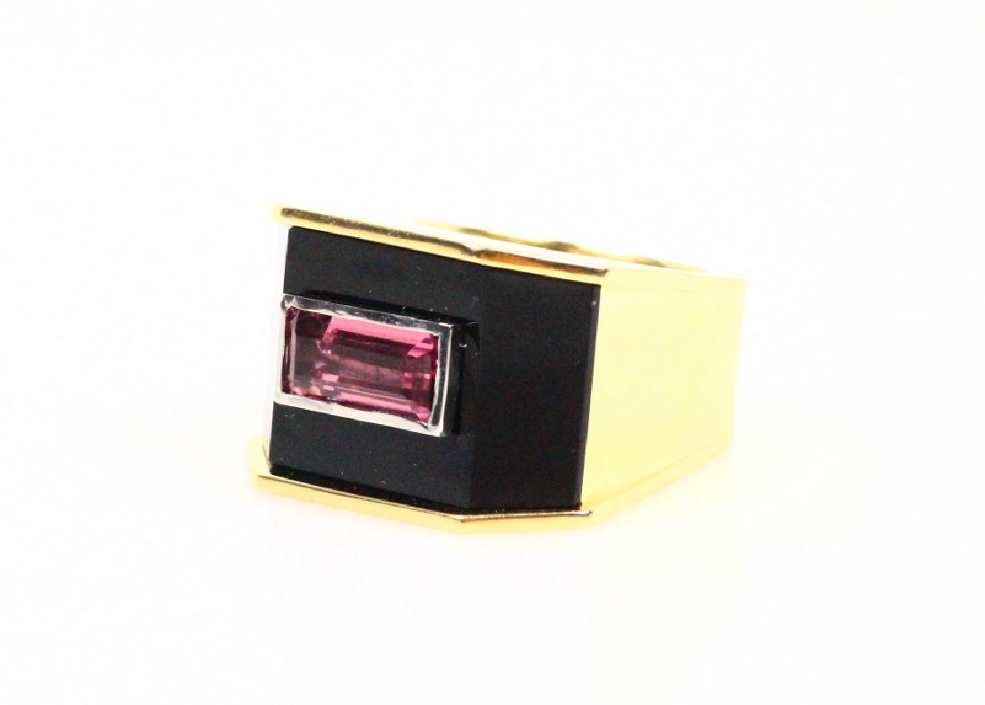 2ct Tourmaline,Onyx 18K 16mm Wide Geometric Band (1 of 5)