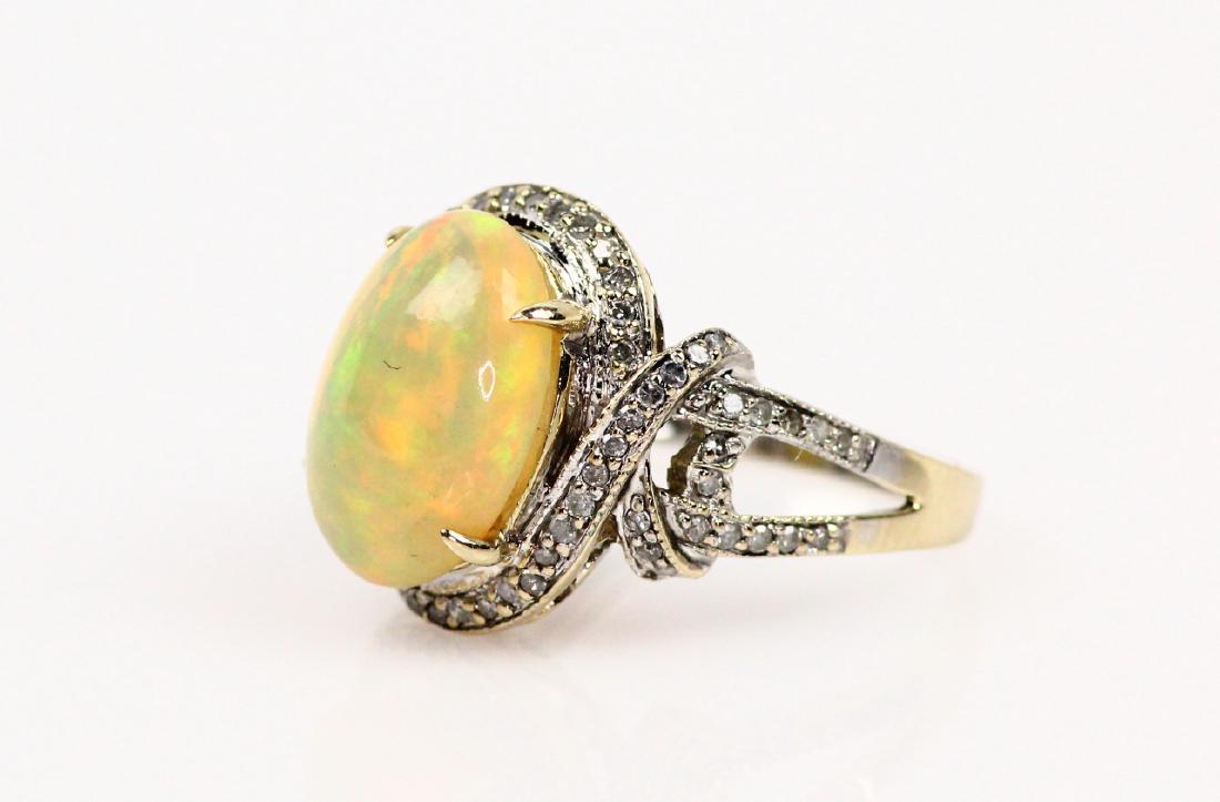 14.5mm Gold Jelly Opal, 1.5ctw Diamond & 14K Ring (1 of 4)