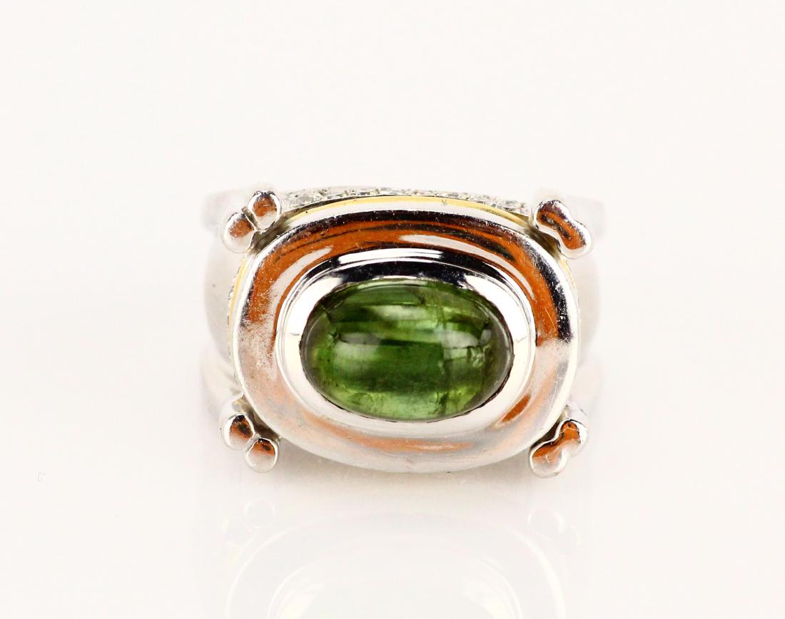 3.5ct Tzavorite Garnet & 14K Ring W/.30ctw Diam. (1 of 4)