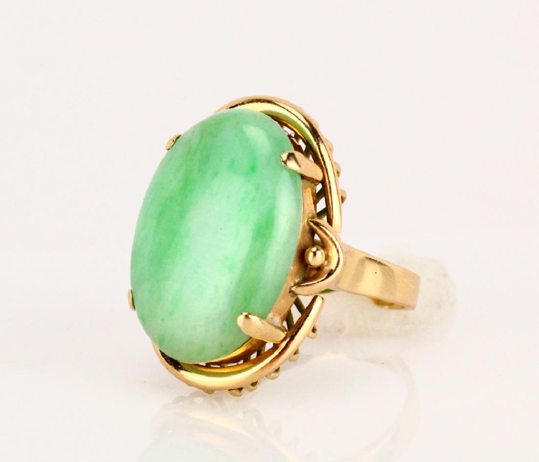 22.5mm Pale Green Jade Cabochon & 14K Ring (1 of 4)