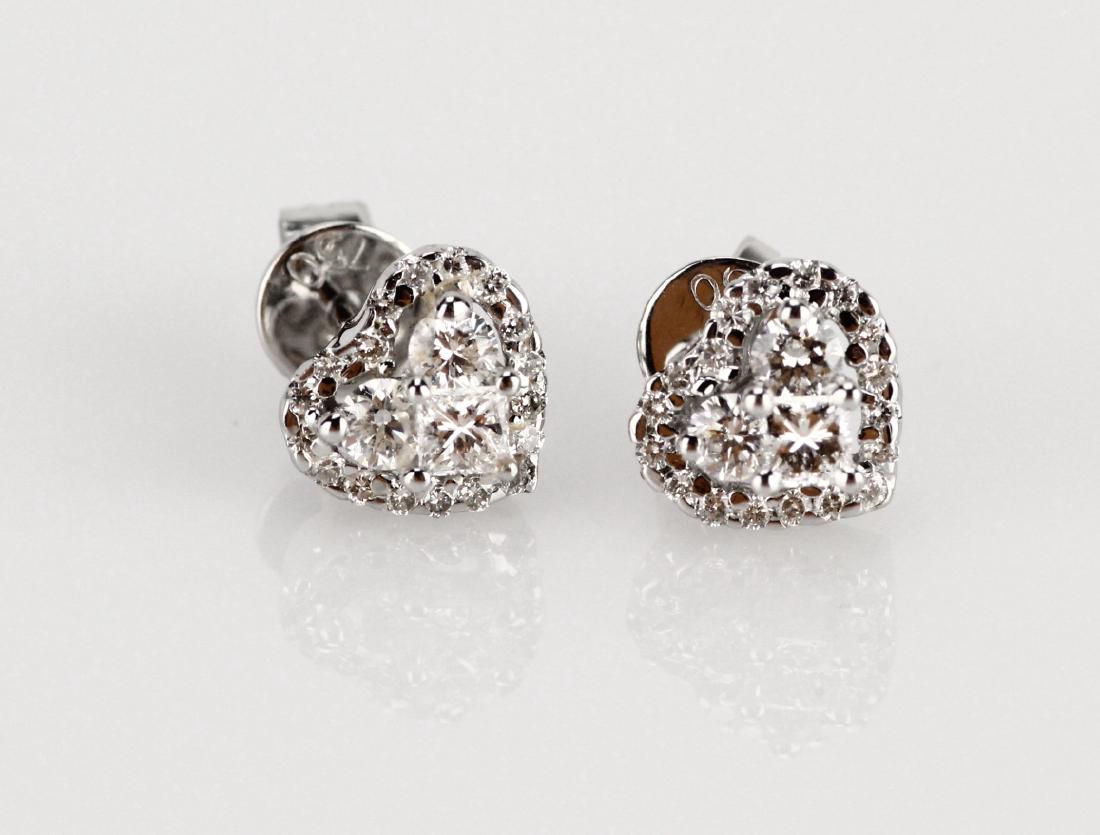 Solid 18K & 0.50ctw Diamond Heart Stud Earrings (1 of 2)