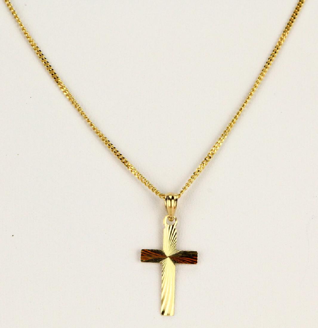 Designer 14K 1" Cross Pendant on 18" 14K Chain (1 of 2)