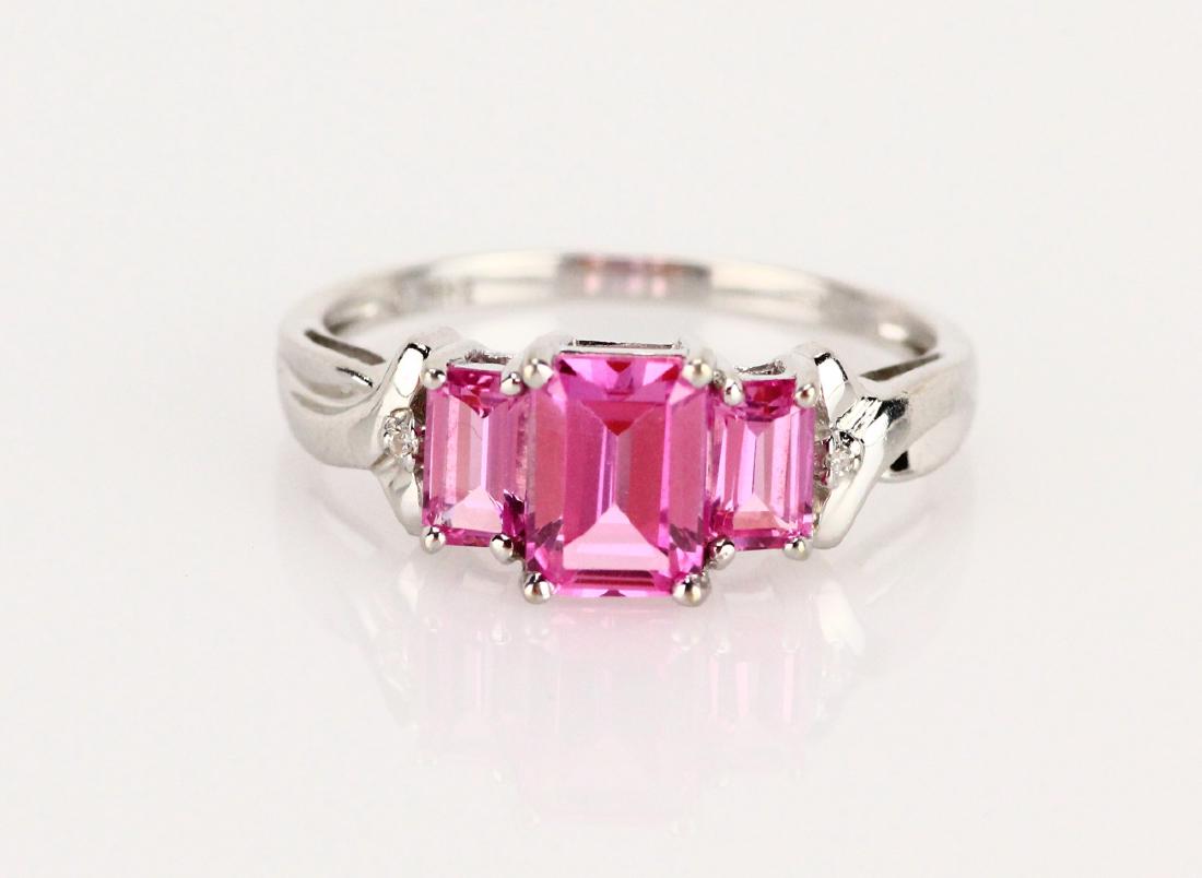 1.50ctw Pink Sapphire & Solid 10K Trilogy Ring (1 of 3)