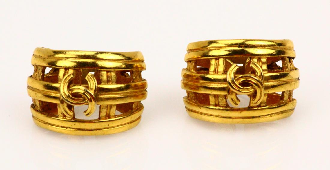 Chanel France CC Logo Clip On Semi-Hoop Earrings (1 of 4)