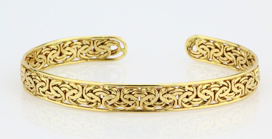 Solid 14K Yellow Gold 8.5mm Wide Cuff Bracelet