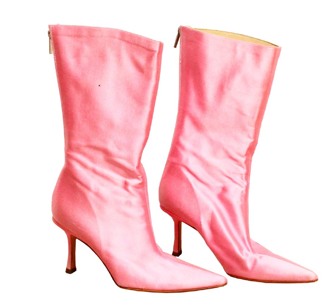pink patent leather booties