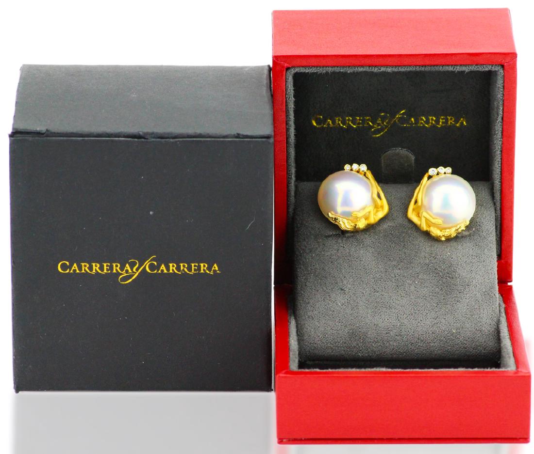 Carrera y Carrera 18K & 14mm Pearl Nymph Earrings (1 of 6)