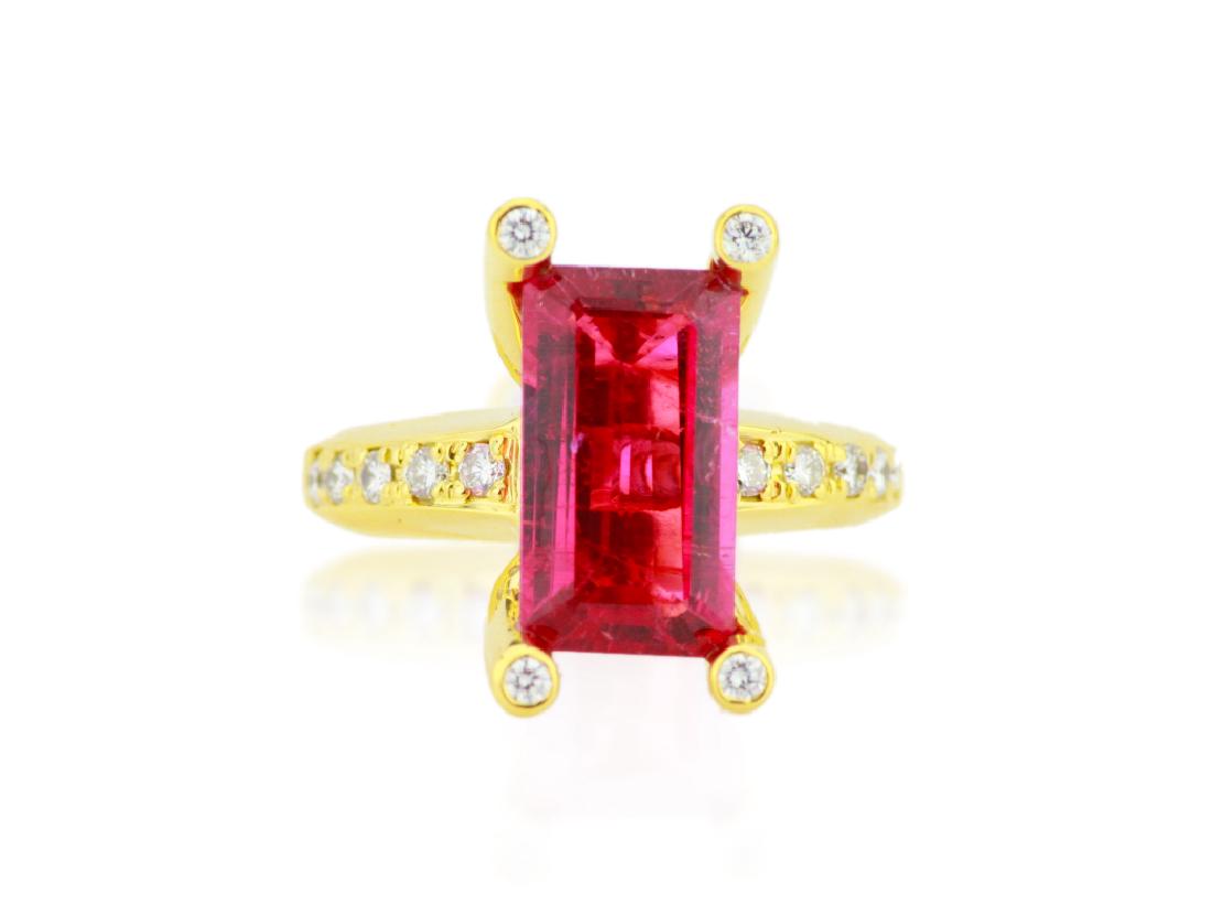 5.56ct Pink Tourmaline in 18K & Diamond Band (1 of 7)