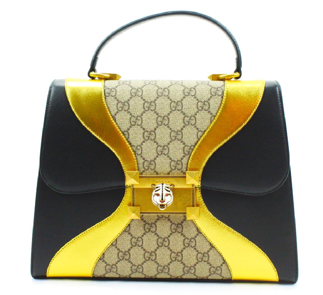 Gucci Iside GG Supreme Black & Gold Leather Bag (1 of 13)