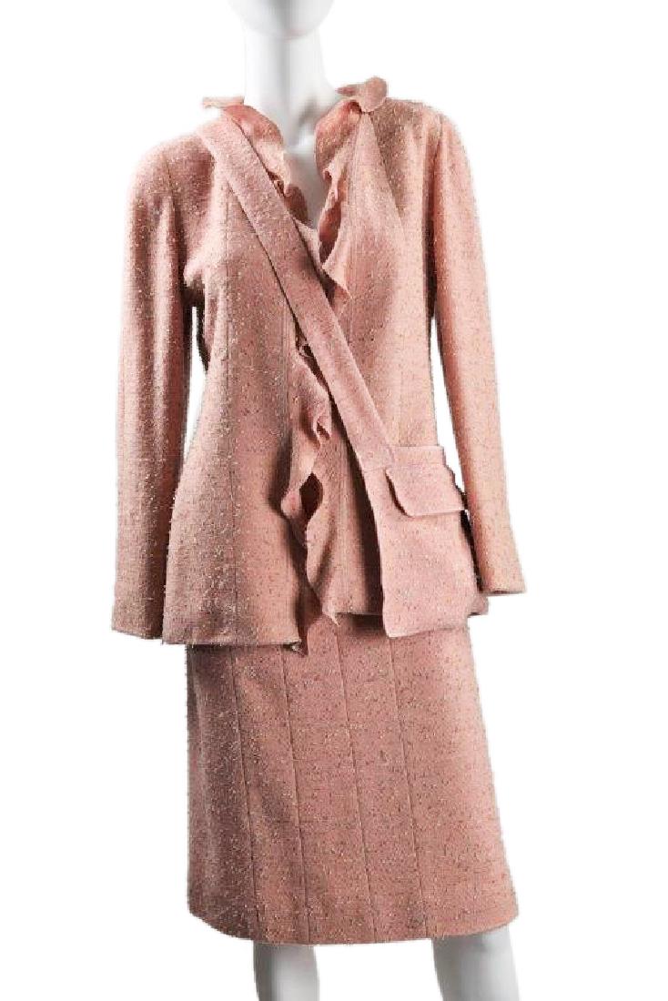 Chanel 1999A Pink Tweed Suit Jacket, Skirt, Pouch (1 of 9)
