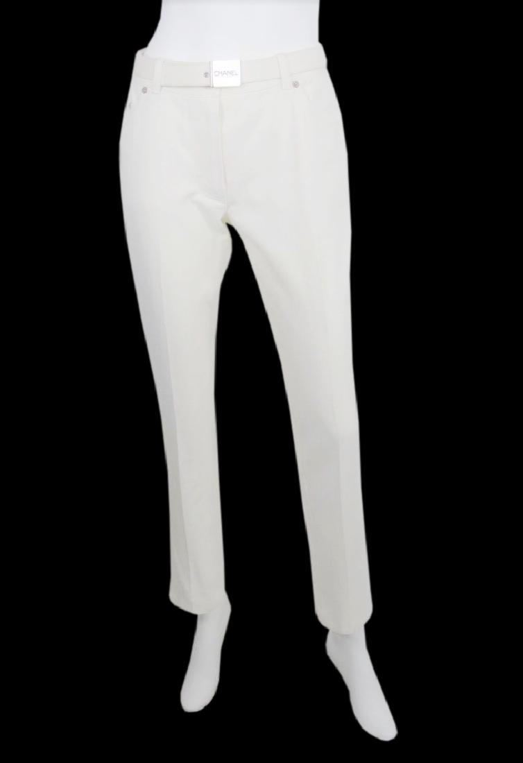 Chanel 1995P White Twill Cotton Jeans (1 of 8)