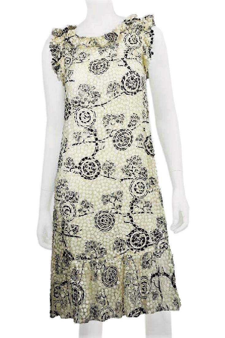 Chanel 2001P Printed Linen Sequin & Silk Dress (1 of 10)