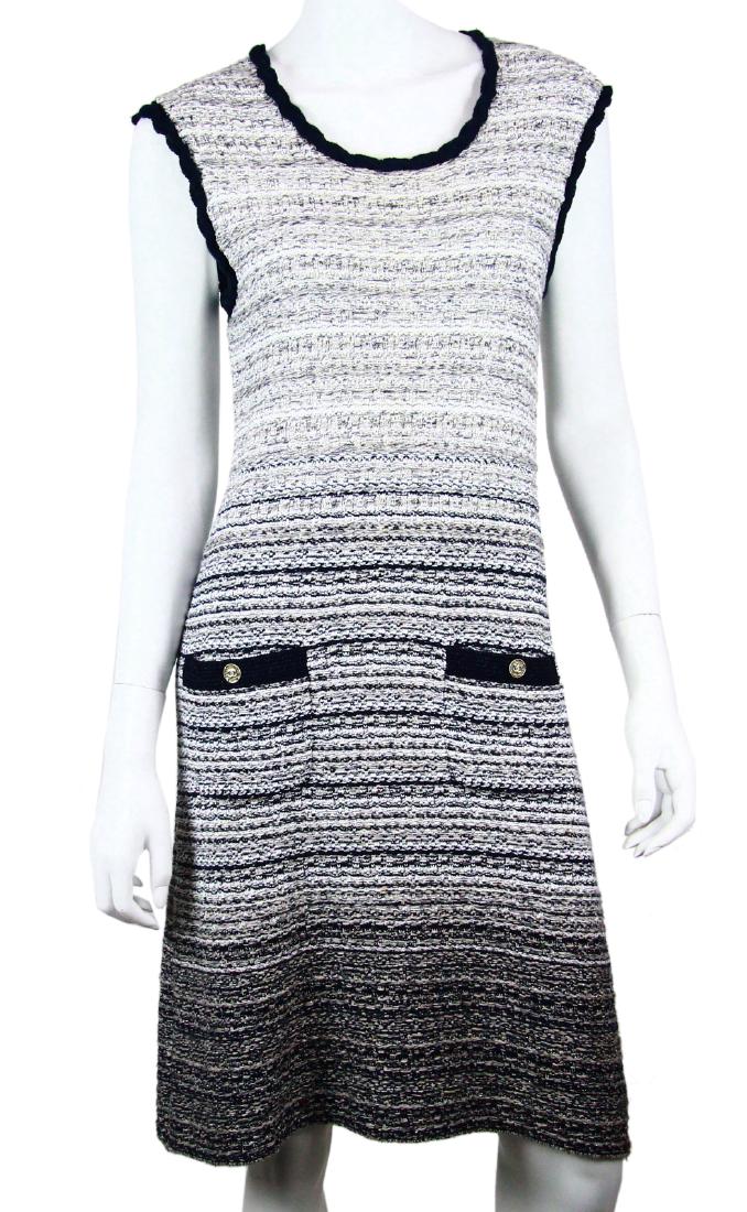 Chanel Woven Navy & White Sleeveless Dress (1 of 13)