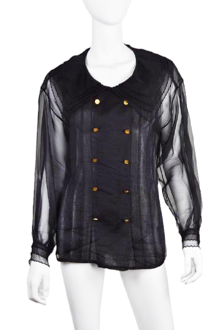 Chanel 1980s Sheer Black Silk Blouse (1 of 9)
