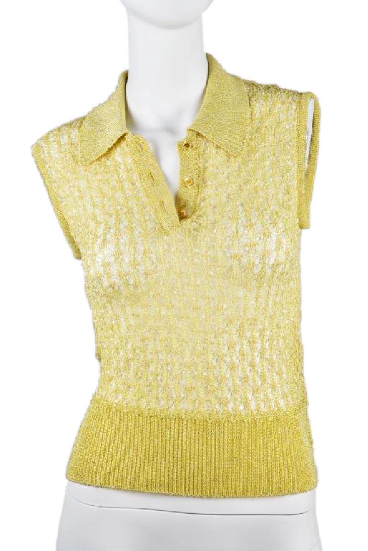 Chanel Boutique 1997P Metallic Gold Crochet Top (1 of 9)