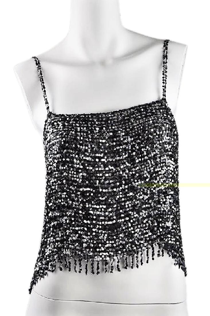 Chanel 1999A Diaphanous Hand Sequined Camisole: Chanel 1999 Fall/Winter Diaphanous Hand Sequined Camisole Top - This charming top can be dressed up or down, and fits beautifully under a suit or alone paired with black jeans. This goregous piece is 