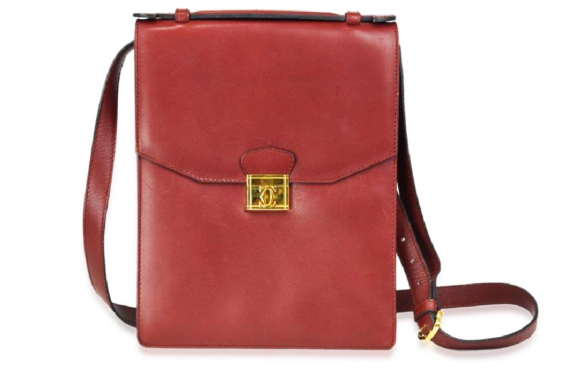 "Must de Cartier" Bordeaux Leather Messenger Bag (1 of 12)