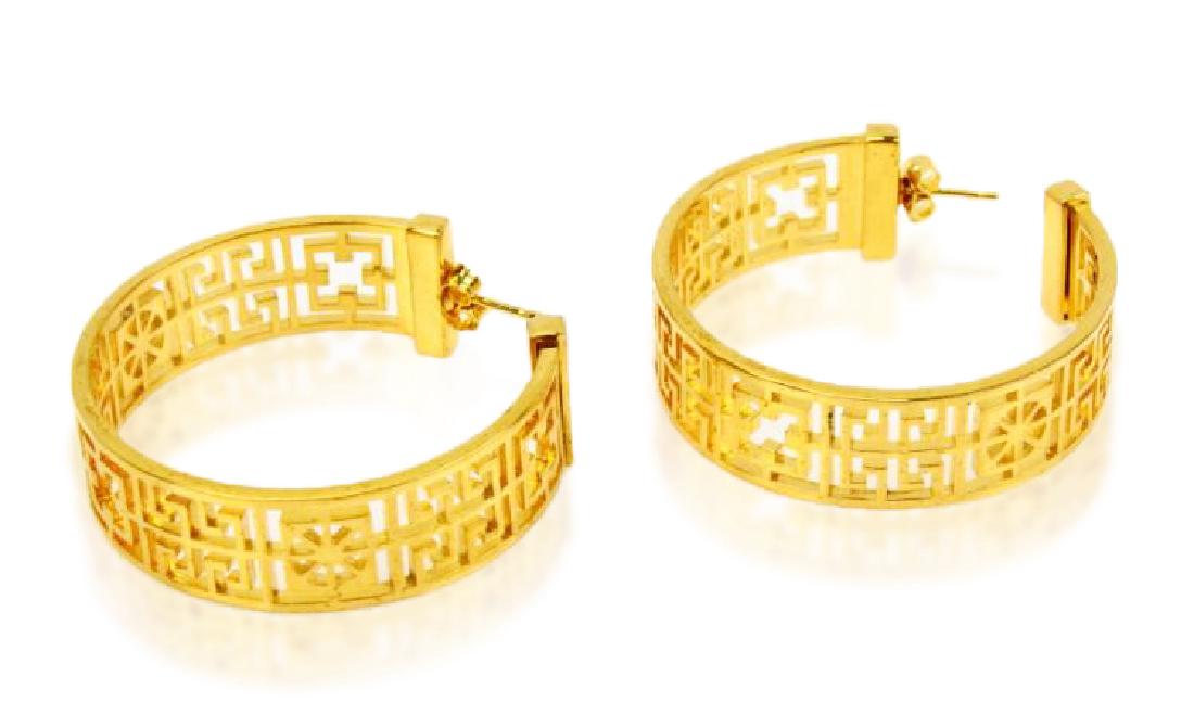 Versace 1.75" Greca Key Hoop Earrings Brand New (1 of 5)