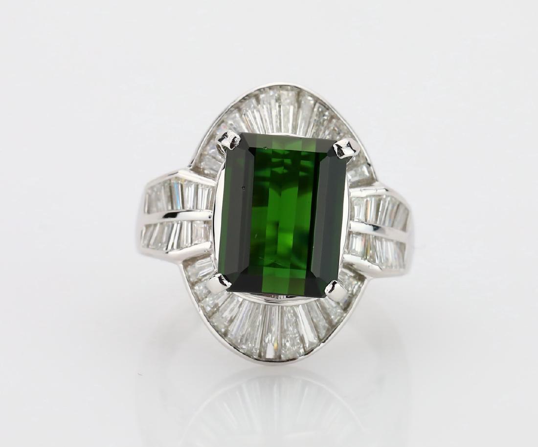 4.98ct Chrome Tourmaline & Diamond Platinum Ring (1 of 6)