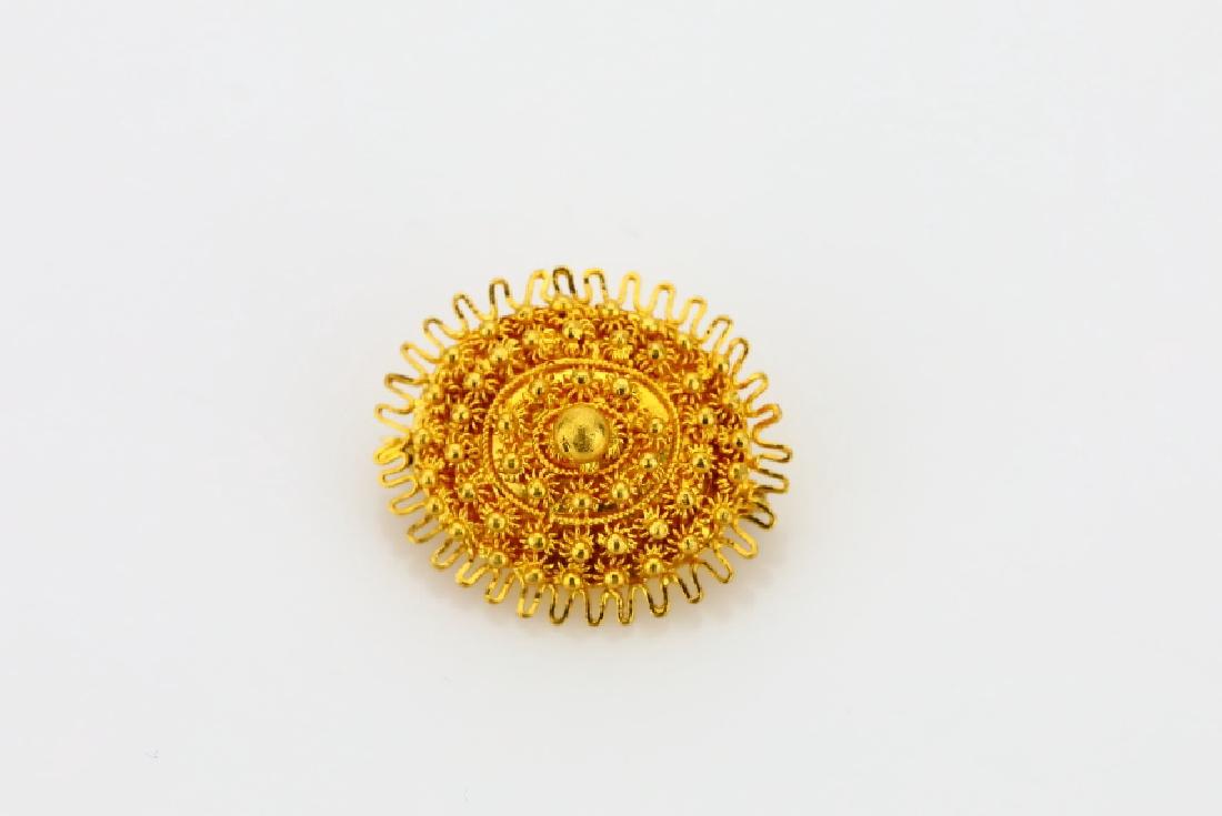 24K Yellow Gold Sunburst Brooch W/Maker's Marks (1 of 4)