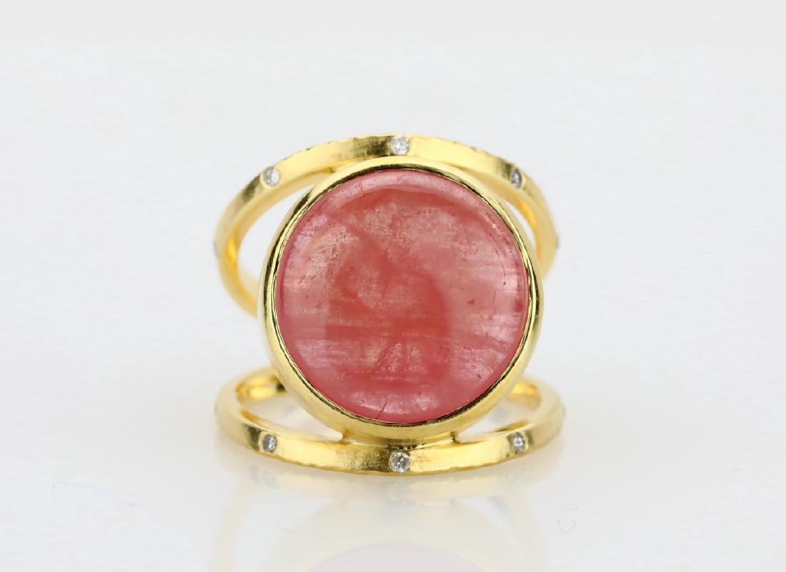 14K Yellow Gold & Rose Quartz Ring W/Diamonds (1 of 5)