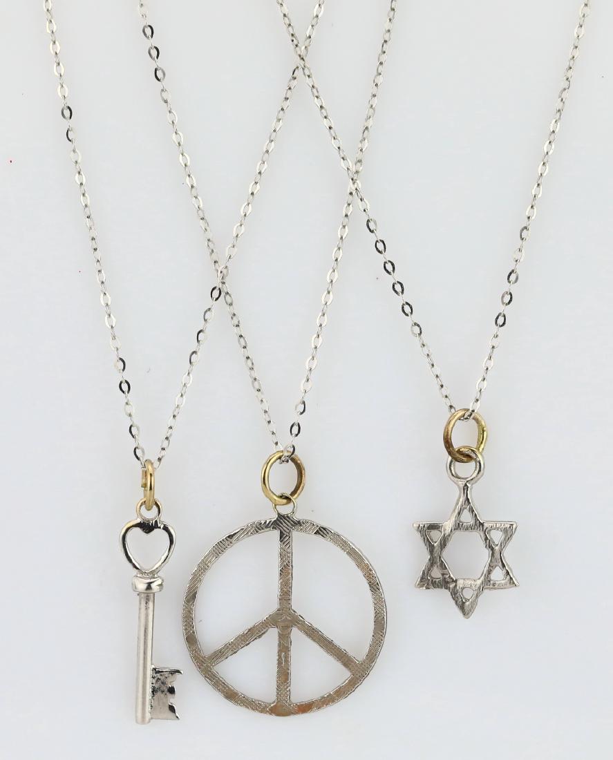 (3) Solid 14K White Gold 16" Pendant Necklaces (1 of 4)