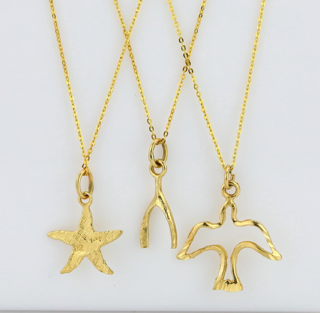 (3) Solid 14K Yellow Gold 18" Pendant Necklaces (1 of 4)